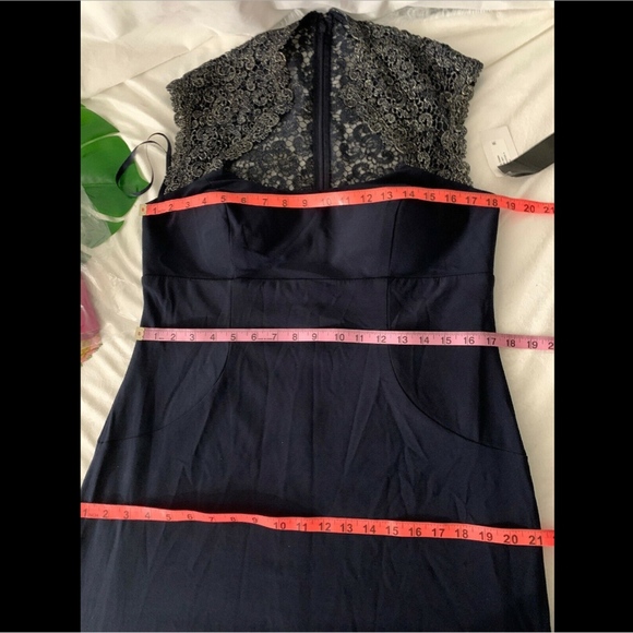 NWT $228 XSCAPE Lace Inset Mermaid Gown Navy‎ Blue - Picture 8 of 8